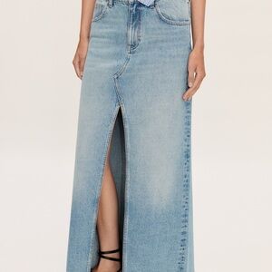 Mango denim maxi skirt with freyed hem